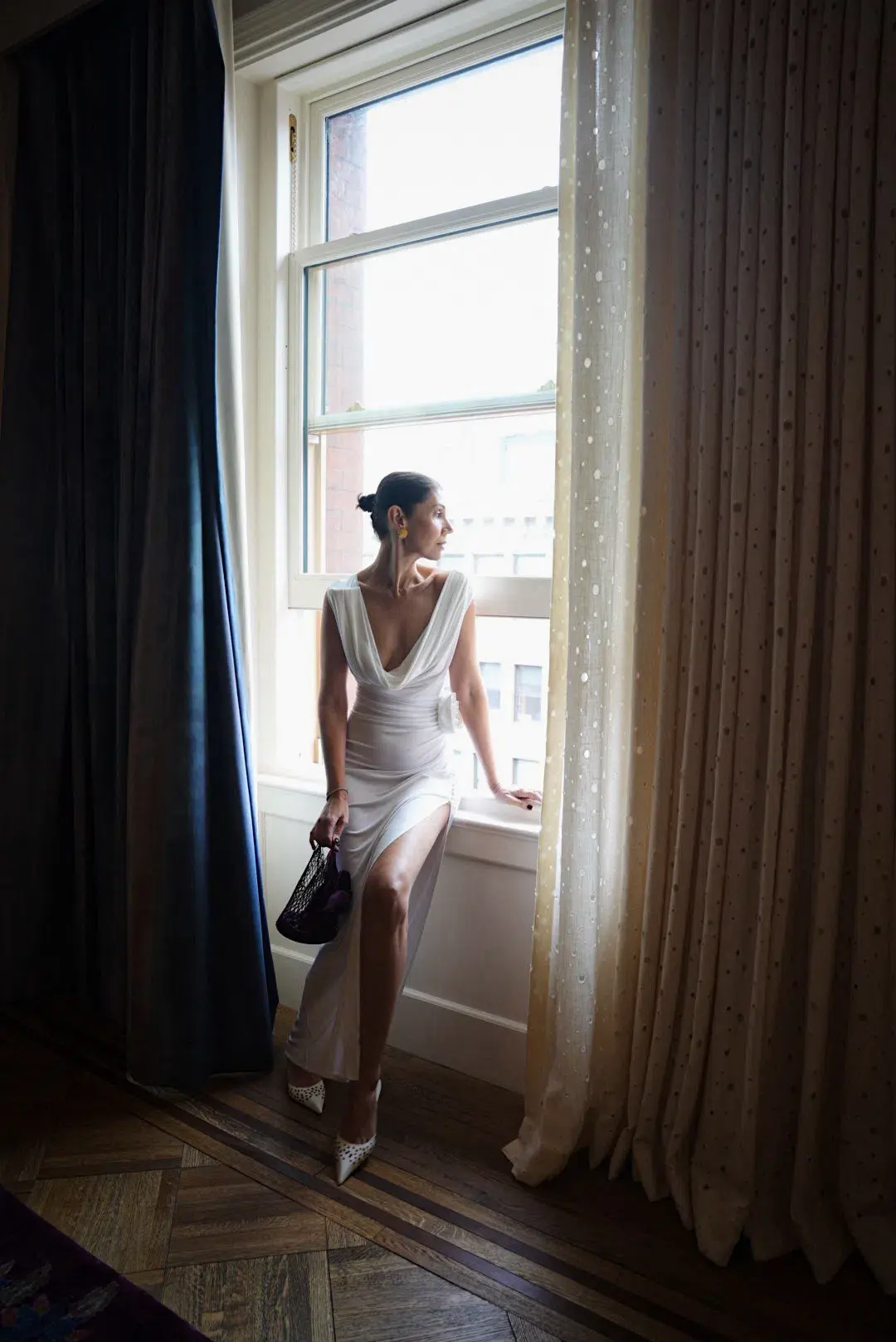 Magda Butrym Draped Neck Dress White Size 6  - Image 4