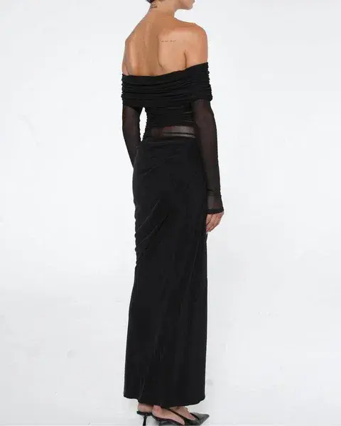 Benni Yasmin Off-Shoulder Maxi Dress Black Size 8  - Image 3