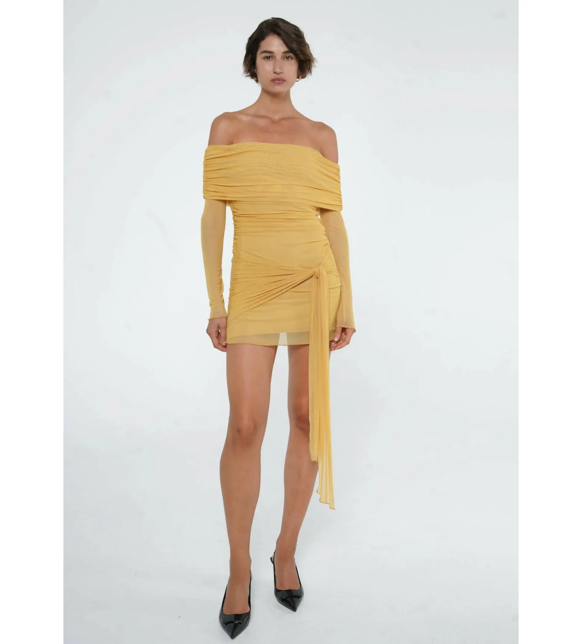 Benni Yasmin Off-Shoulder Mini Dress Mustard Size 10  - Image 1