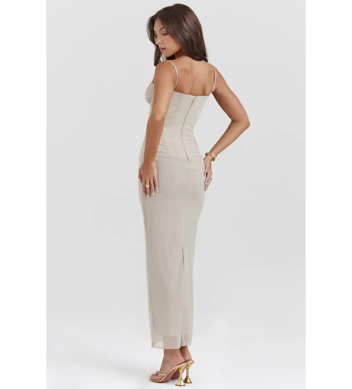 House of CB Nalini Maxi Dress Sand  Size S/Au 8  - Image 4