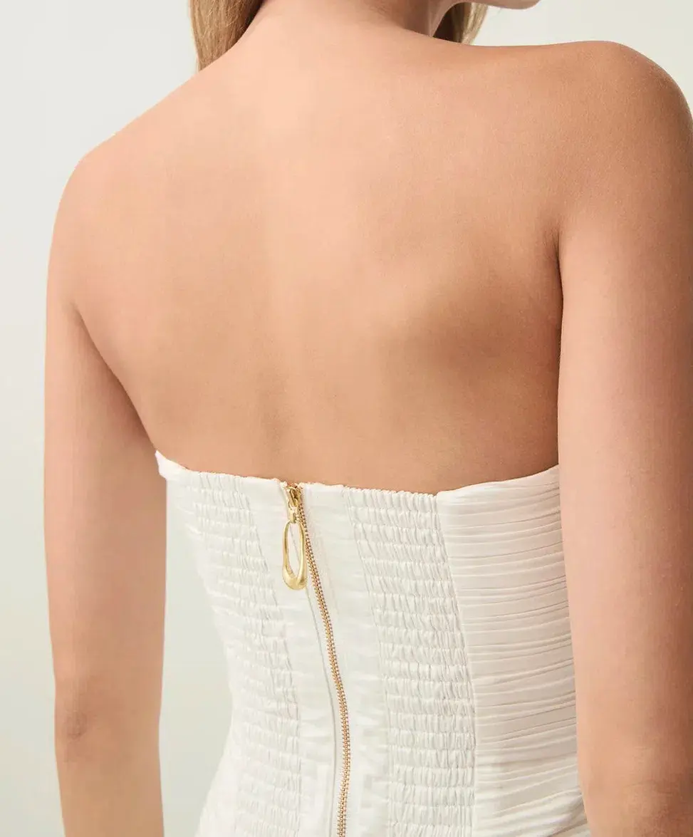 Aje Violette Bubble Hem Mini Dress Ivory Size 6 - Image 2