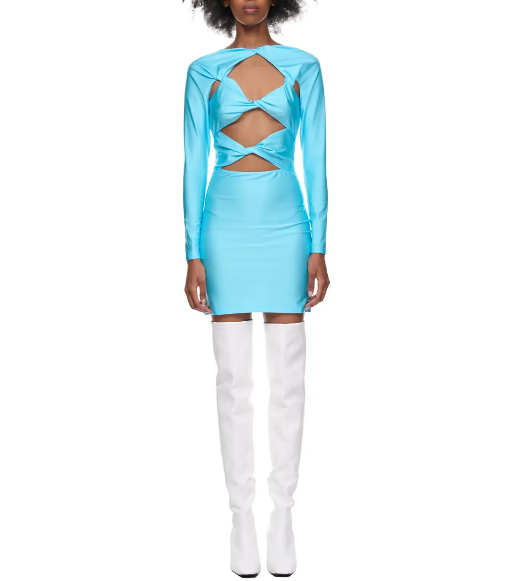 Coperni Slinky Jersey Mini Dress Turquoise  Size 8 for rent on The Volte - main image