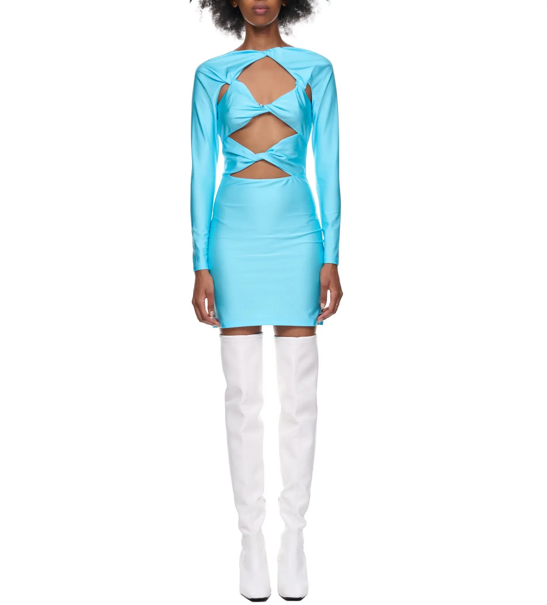 Coperni Slinky Jersey Mini Dress Turquoise  Size 8 - Image 1