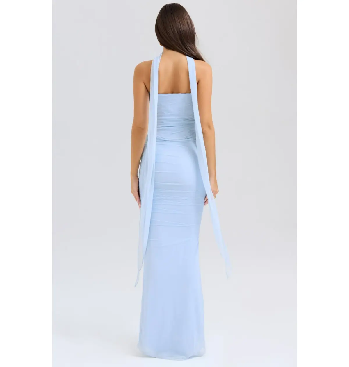 House Of CB Cassidy Fluted Maxi Dress Set Baby Blue Size AU 8 - Image 2