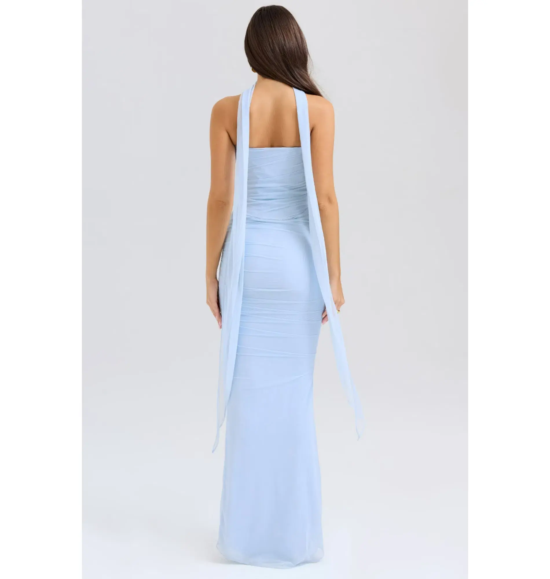 House Of CB Cassidy Fluted Maxi Dress Set Baby Blue Size AU 8 - Image 2