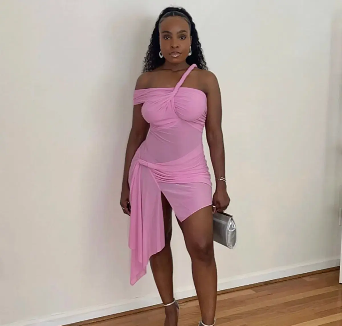 Ronny Kobo Izel Mini Dress Pink Carnation Size AU 8 - Image 7