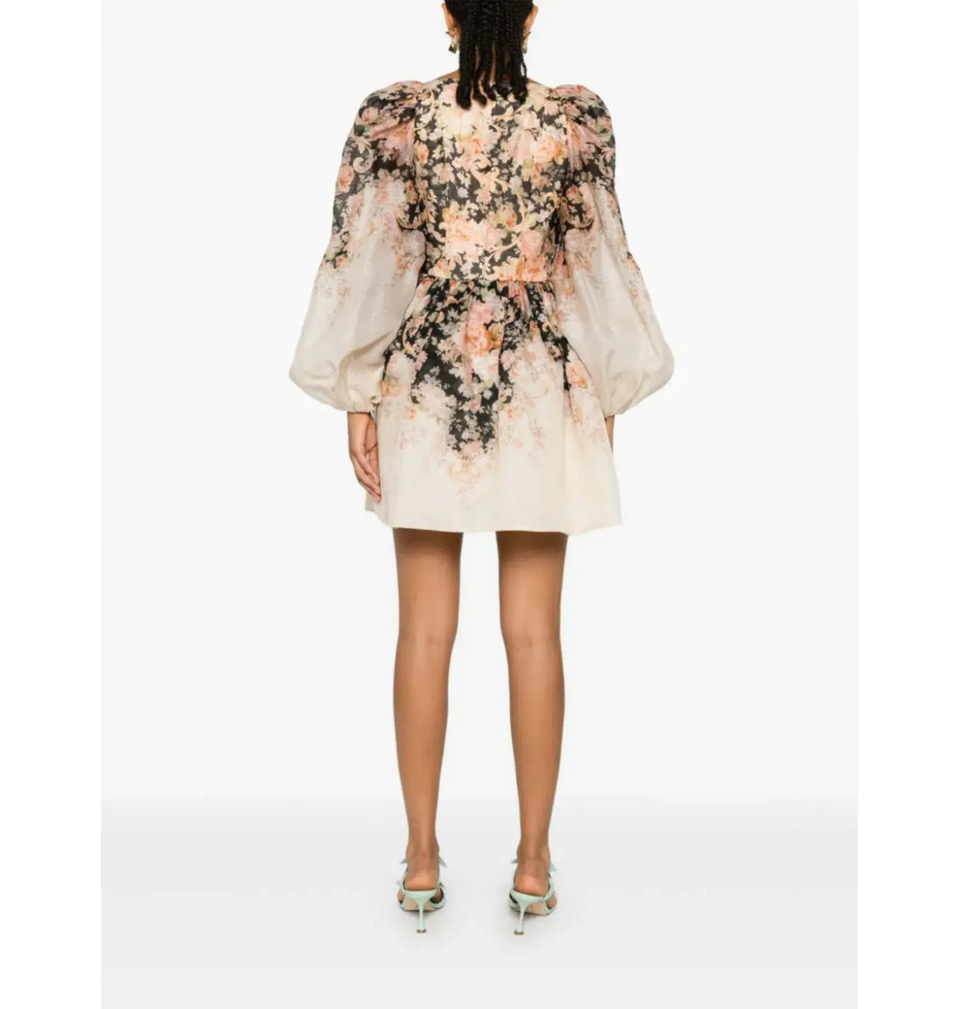 Zimmermann Illustration Draped Mini Dress in Tea Rococo Floral Size 3 / AU 14 - Image 2