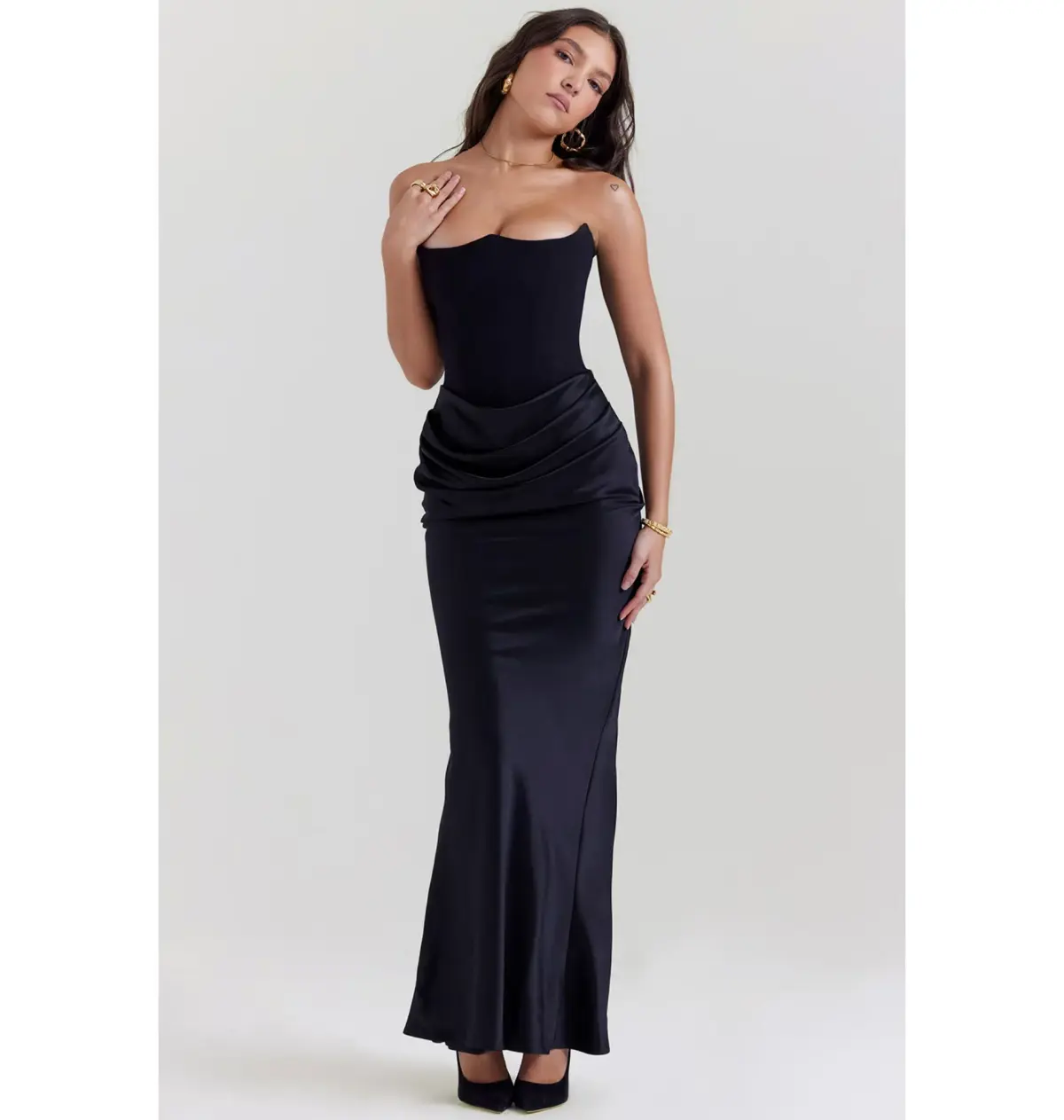 House of CB Persephone Strapless Corset Dress Black Size AU 12 - Image 2