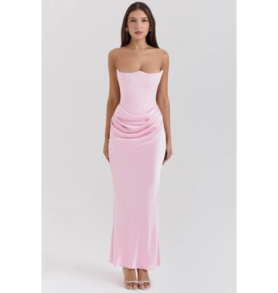 House Of CB Persephone Corset Dress In Rose Shadow Size AU 8  for rent on The Volte - main image