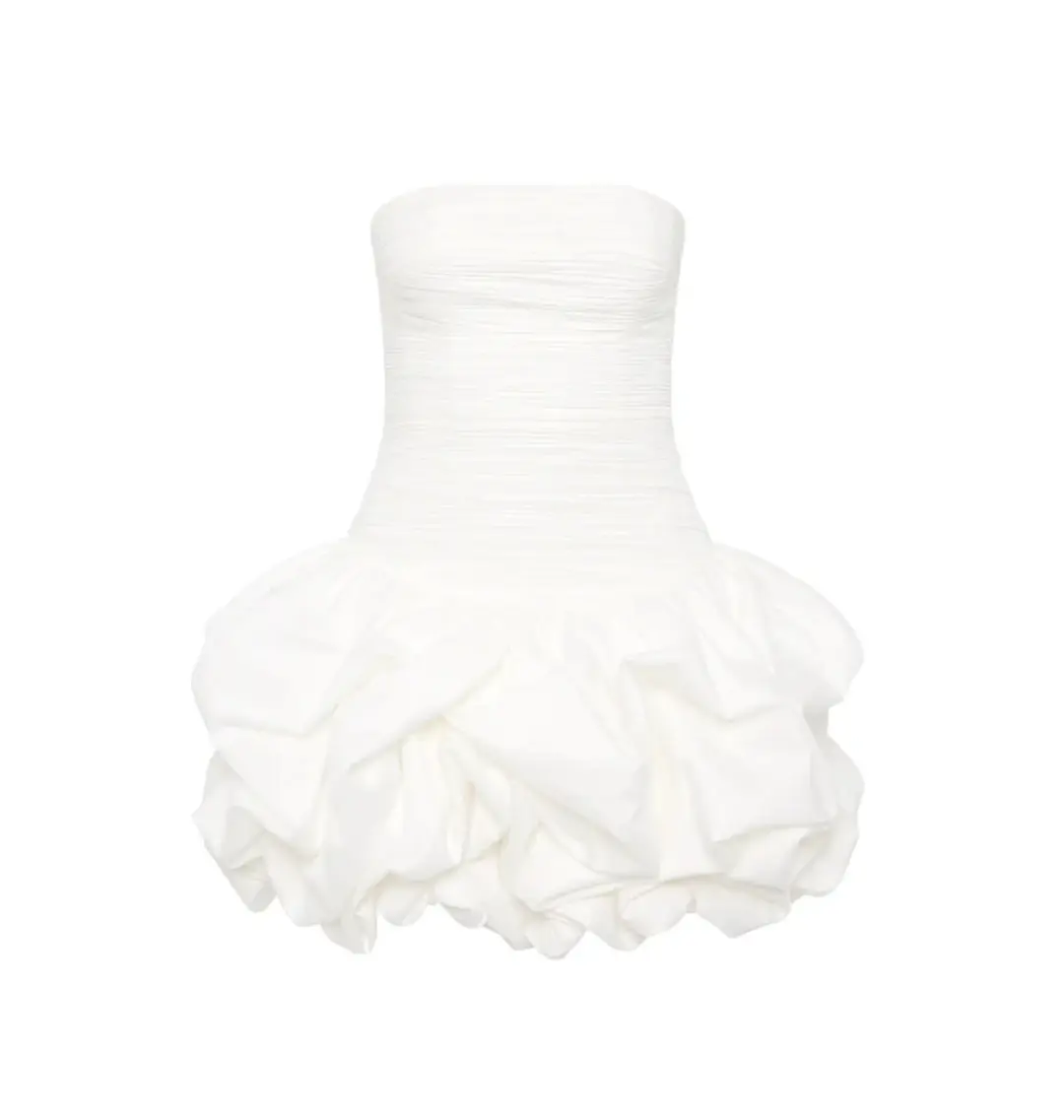 Aje Violette Bubble Hem Mini Dress in Ivory Size AU 12 for rent on The Volte - main image