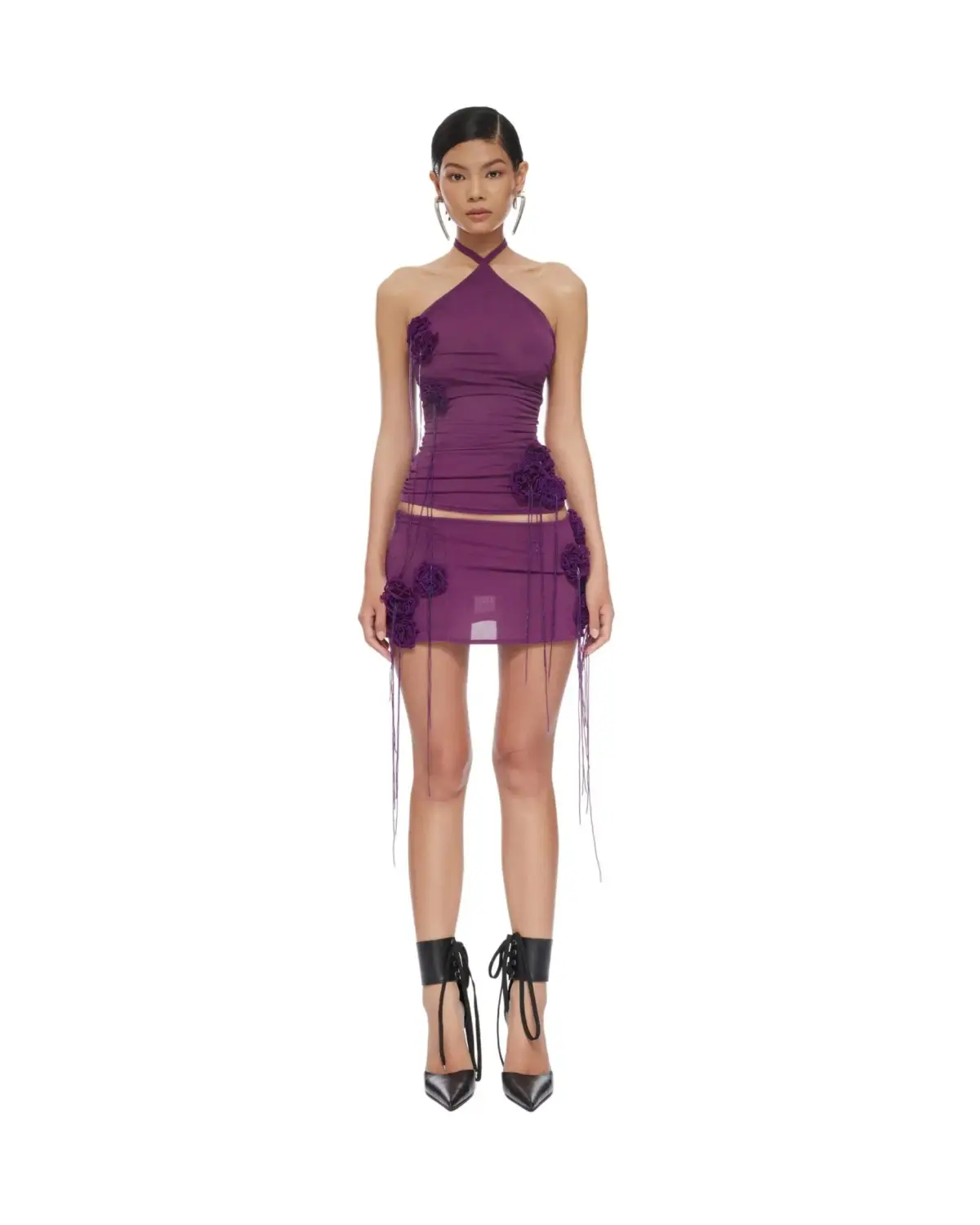 Violet Halterneck Top and Aster Mini Skirt Set in Purple Size AU 6  - Image 1