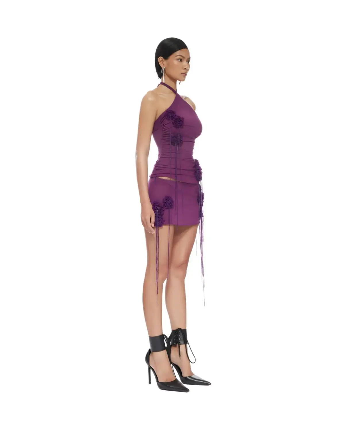 Violet Halterneck Top and Aster Mini Skirt Set in Purple Size AU 6  - Image 3