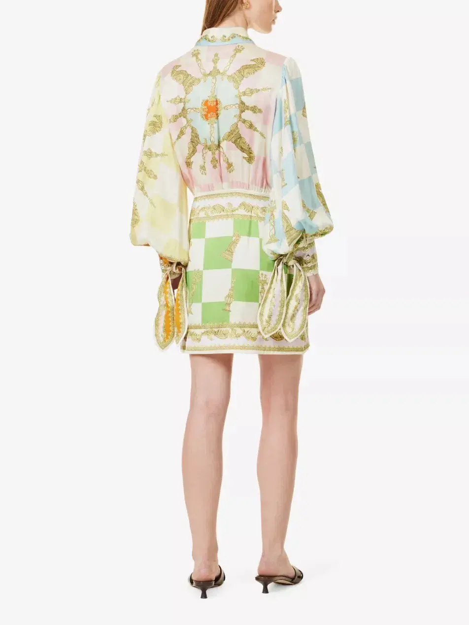 Alemais Checkmate Silk Mini Dress Multi Size AU 10 - Image 26