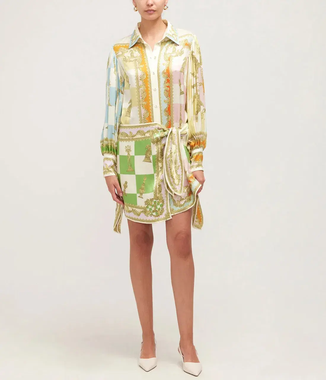 Alemais Checkmate Silk Mini Dress Multi Size AU 10 - Image 14