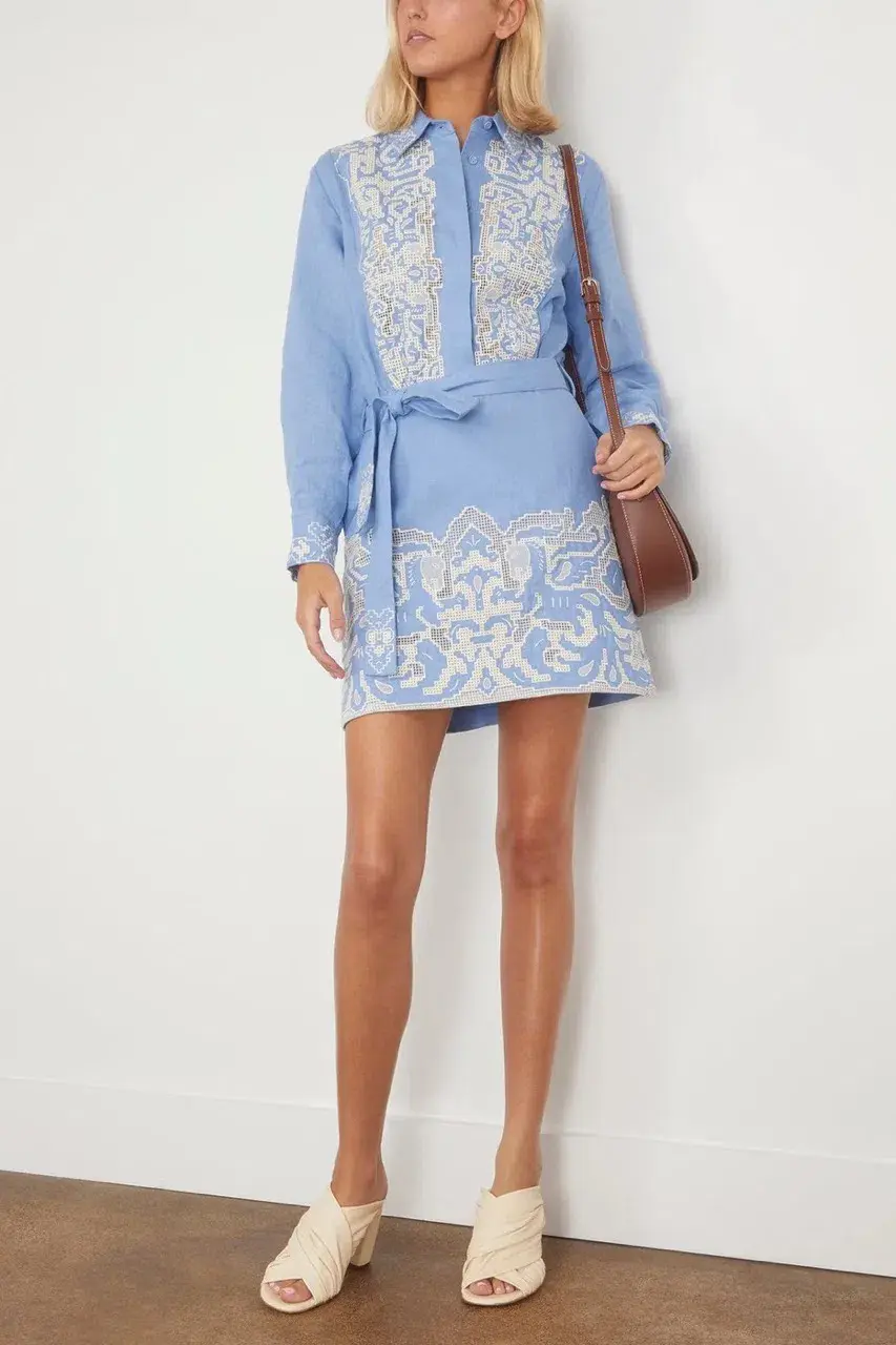 Alemais Arion Mini Dress Cornflower Blue Size AU 10  - Image 6