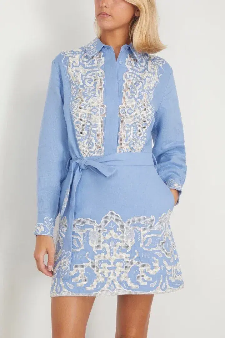 Alemais Arion Mini Dress Cornflower Blue Size AU 10  - Image 5