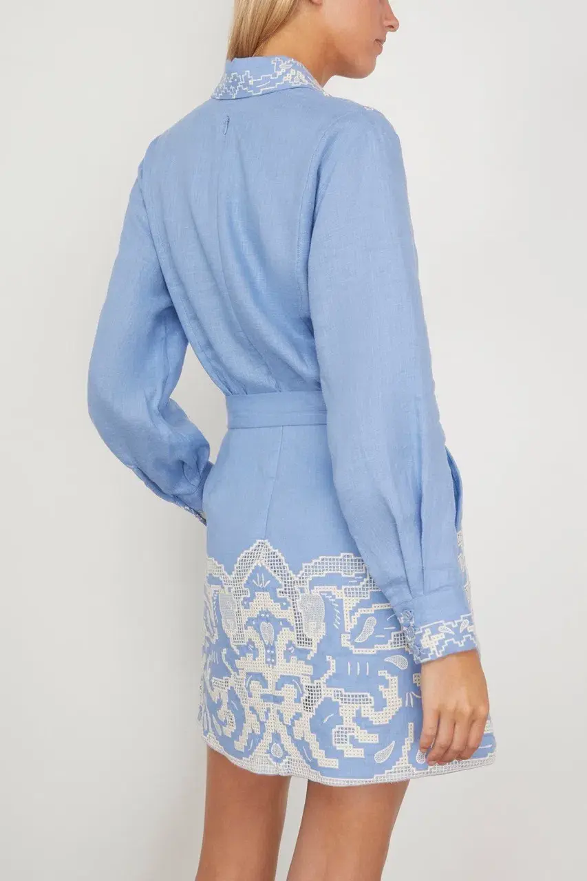 Alemais Arion Mini Dress Cornflower Blue Size AU 10  - Image 7
