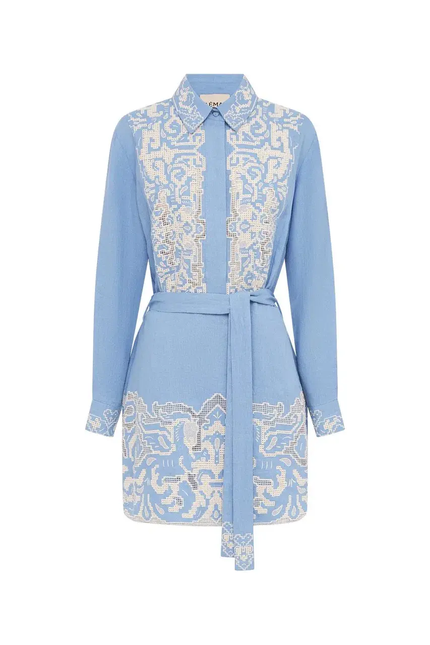 Alemais Arion Mini Dress Cornflower Blue Size AU 10  - Image 18