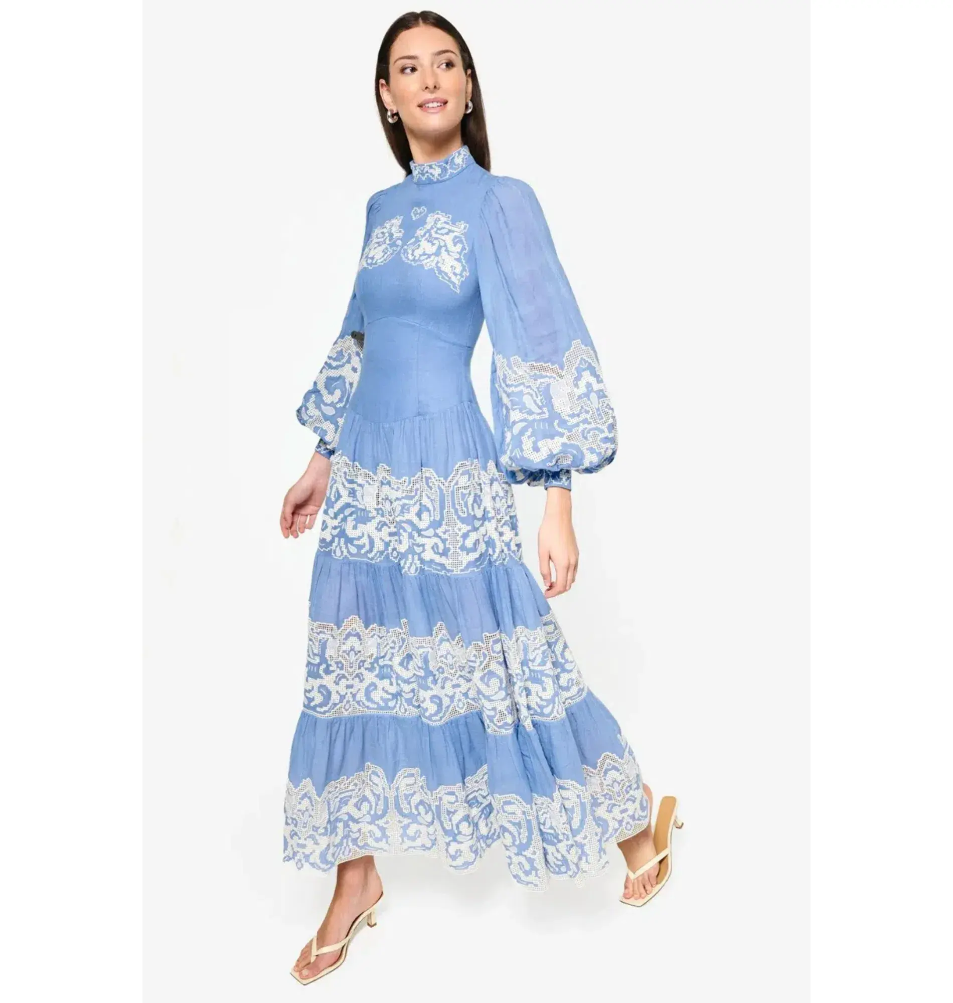 Alemais Arion Midi Dress Cornflower Blue Size AU 8 - Image 4