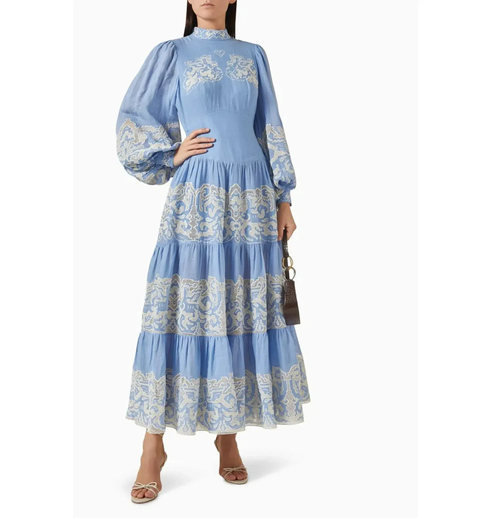 Alemais Arion Midi Dress Cornflower Blue Size AU 8 - Image 1