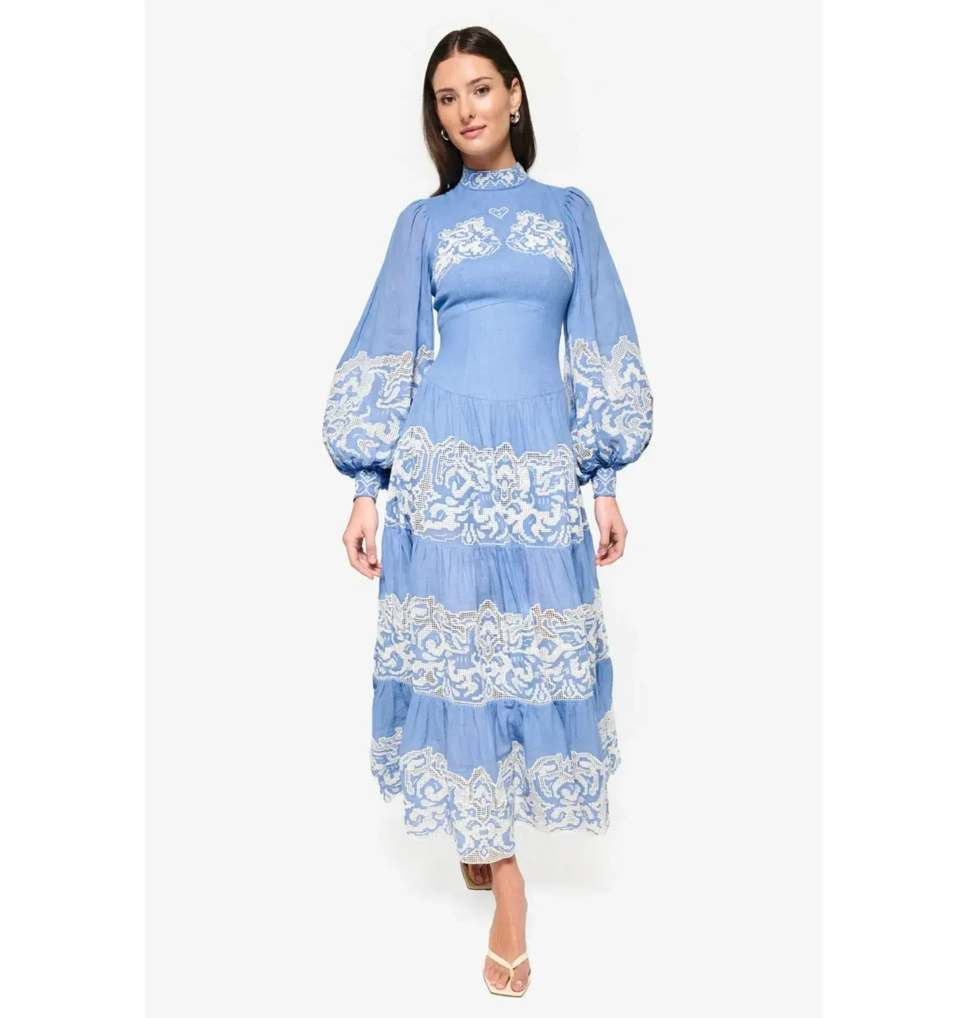 Alemais Arion Midi Dress Cornflower Blue Size AU 8 - Image 5