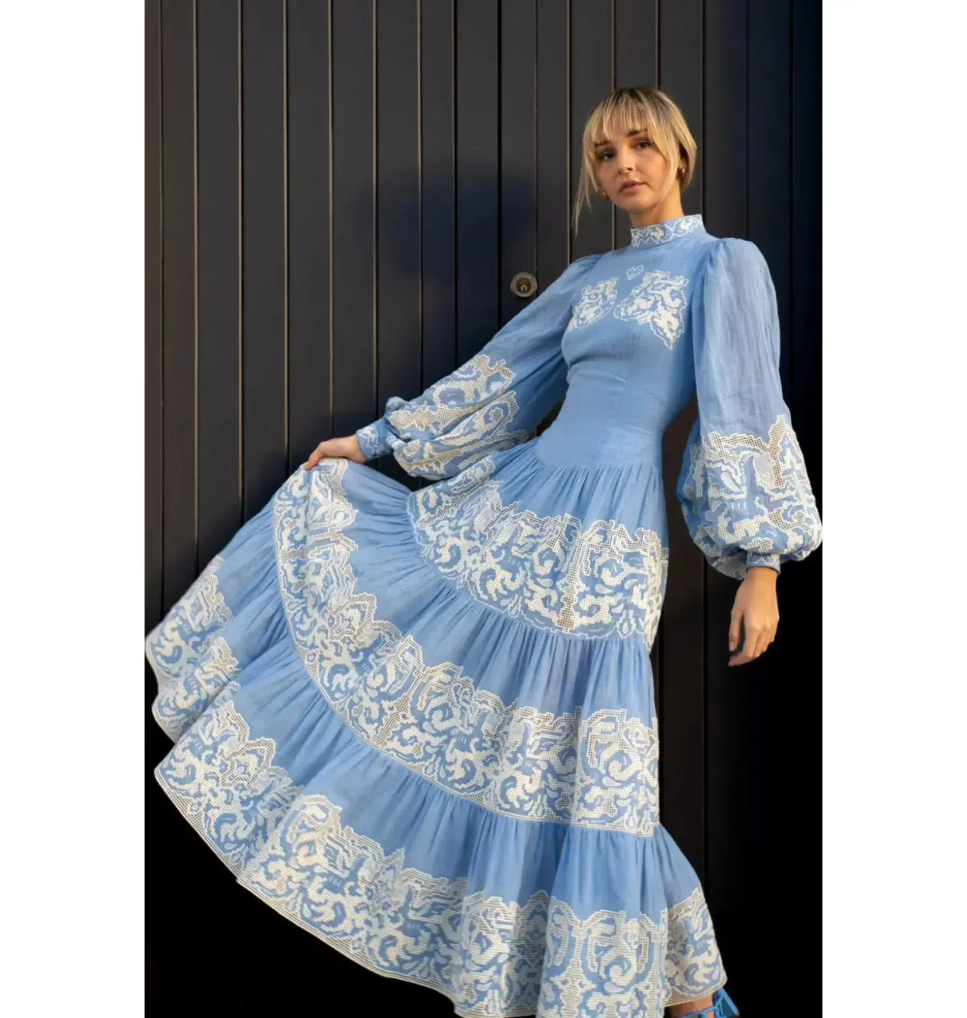 Alemais Arion Midi Dress Cornflower Blue Size AU 8 - Image 3