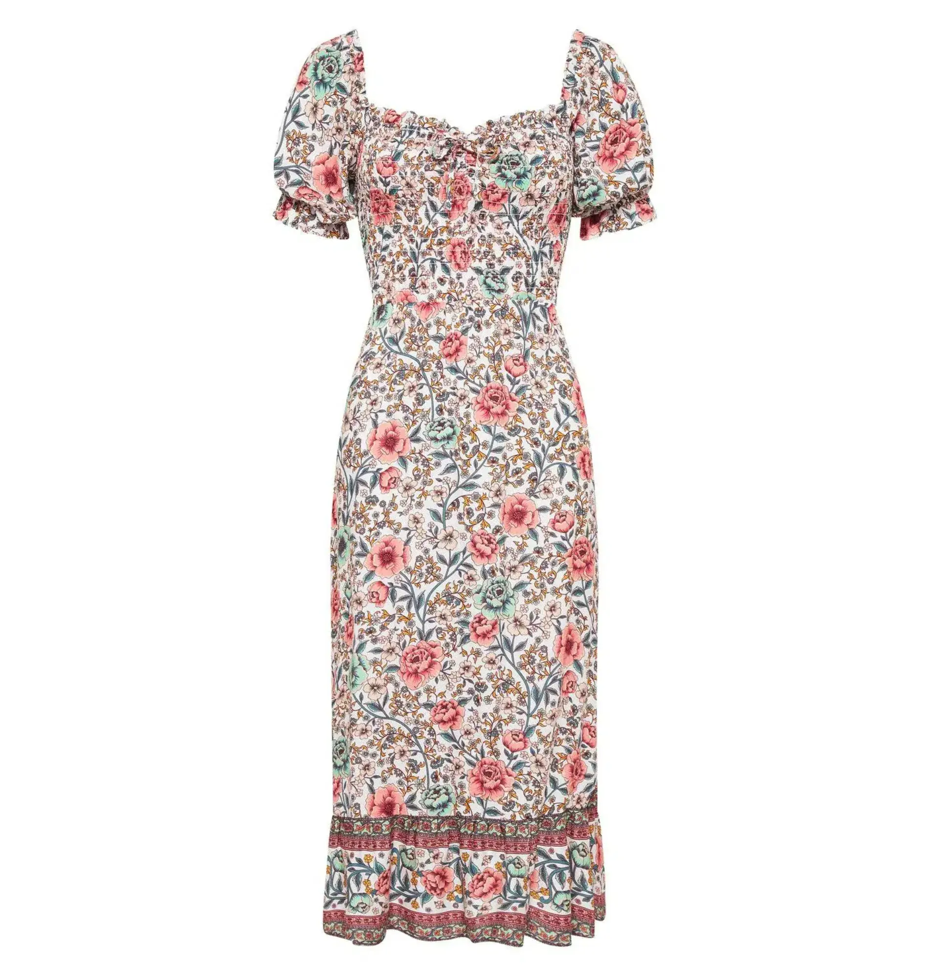 Arnhem Juliette Shirred Midi Dress in Ivory Rose Size AU 8  - Image 11