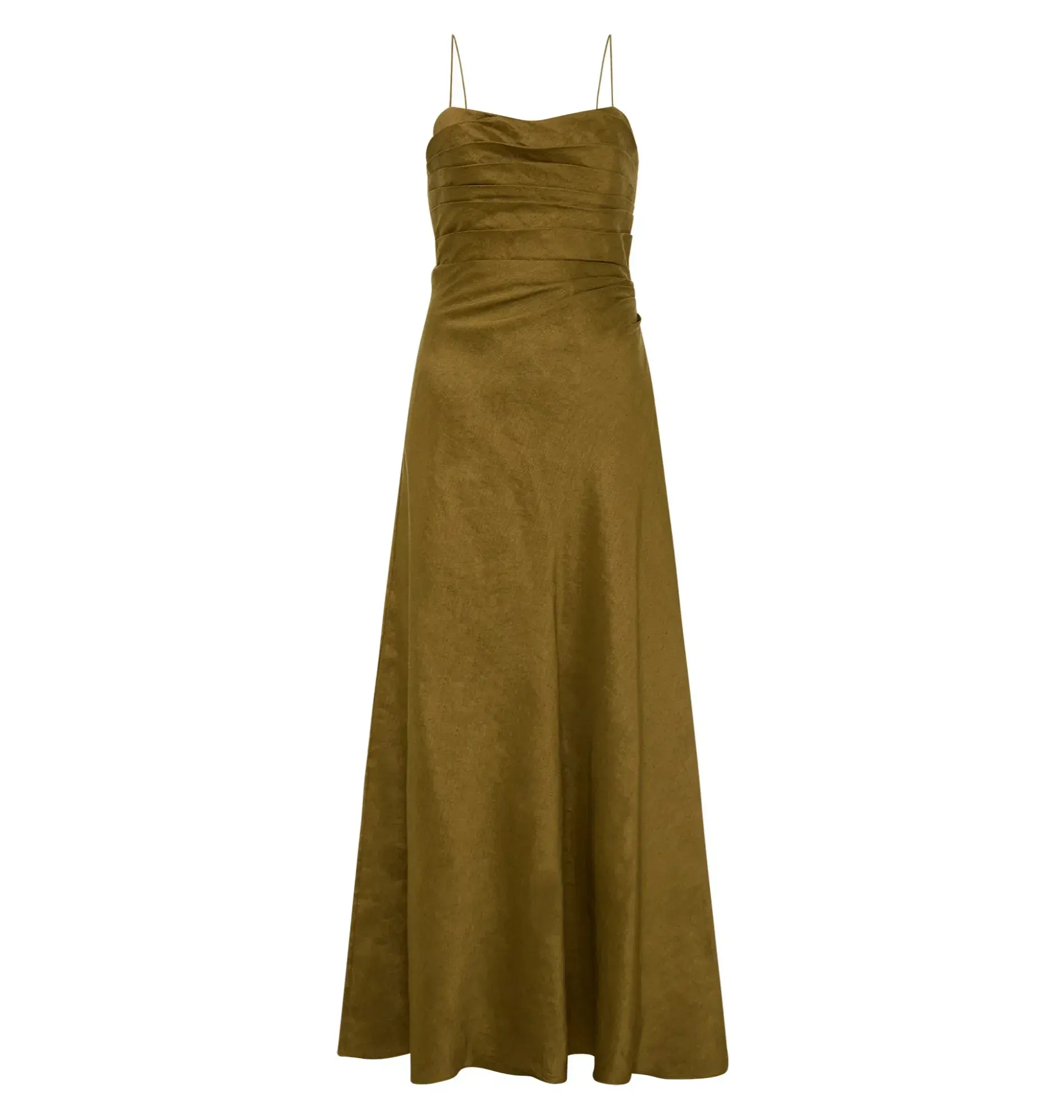 Aje Clarice Draped Maxi Dress Deep Olive Size AU 14 - Image 5