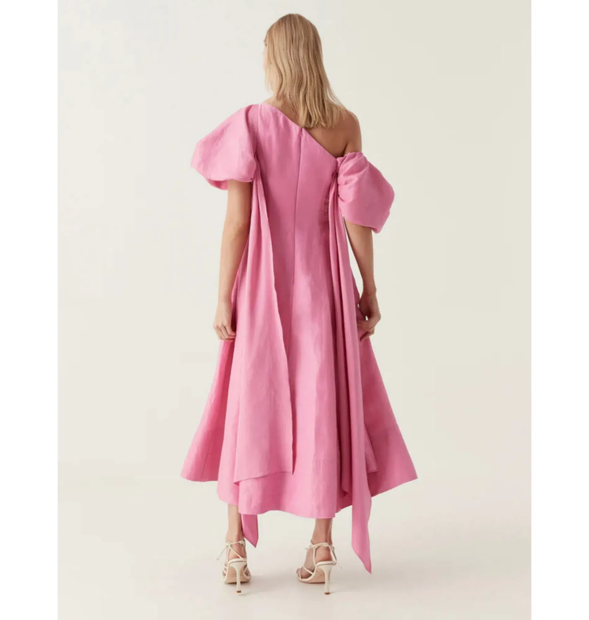 Aje Arista Tulip Sleeve Midi Dress Cerise Pink Size AU 14 - Image 4