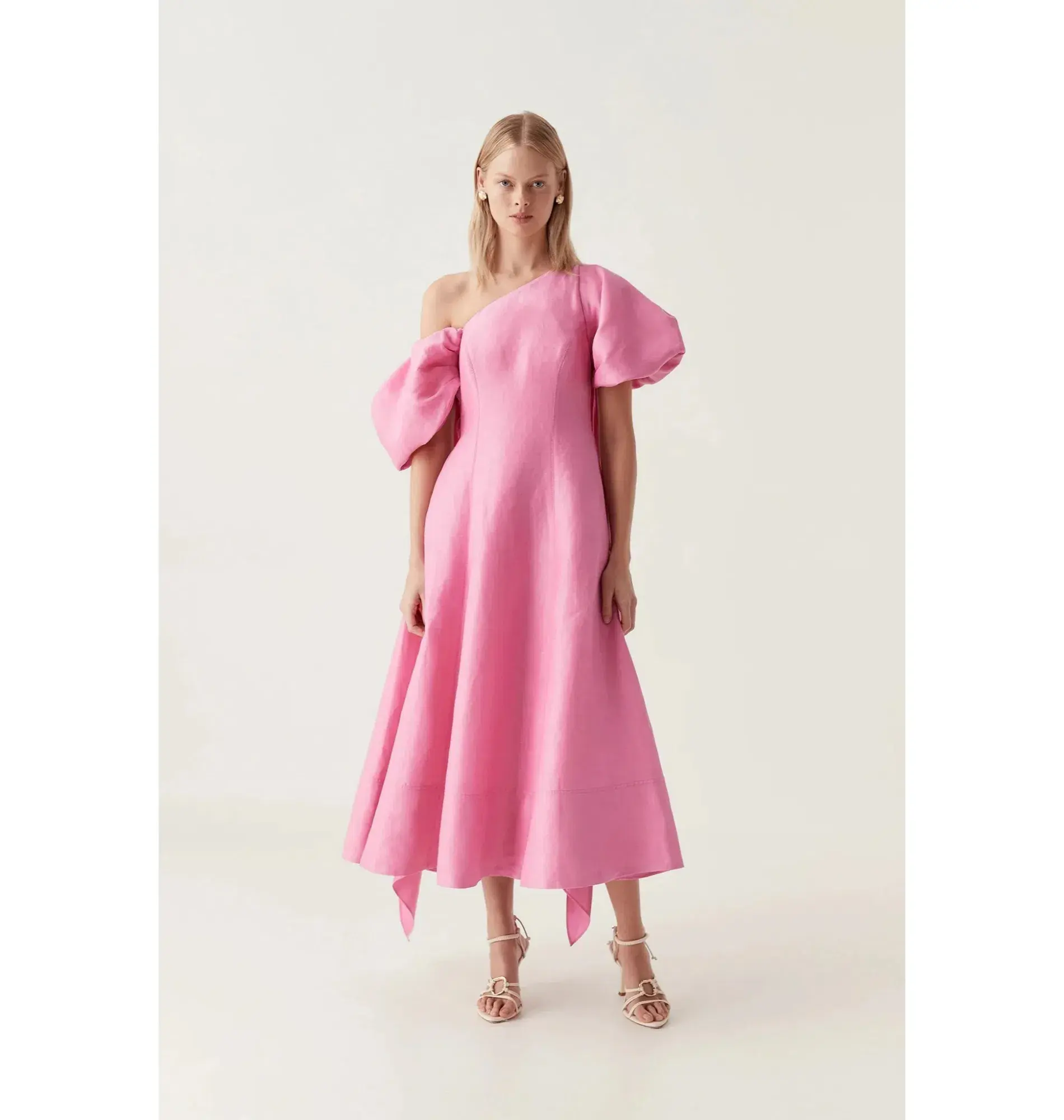 Aje Arista Tulip Sleeve Midi Dress Cerise Pink Size AU 14 - Image 1