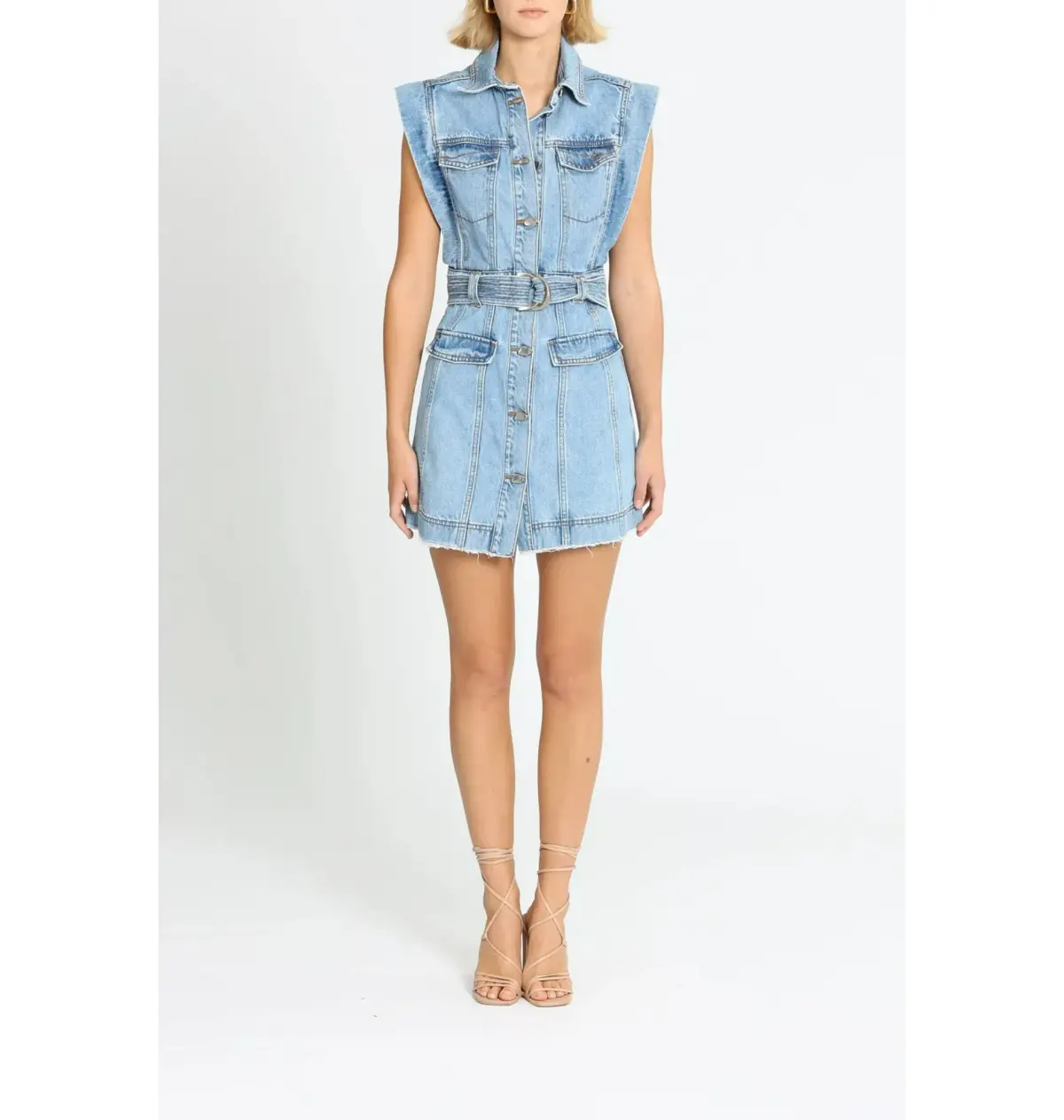 Aje Remi Denim Mini Dress in 90's Wash Size AU 14 - Image 1