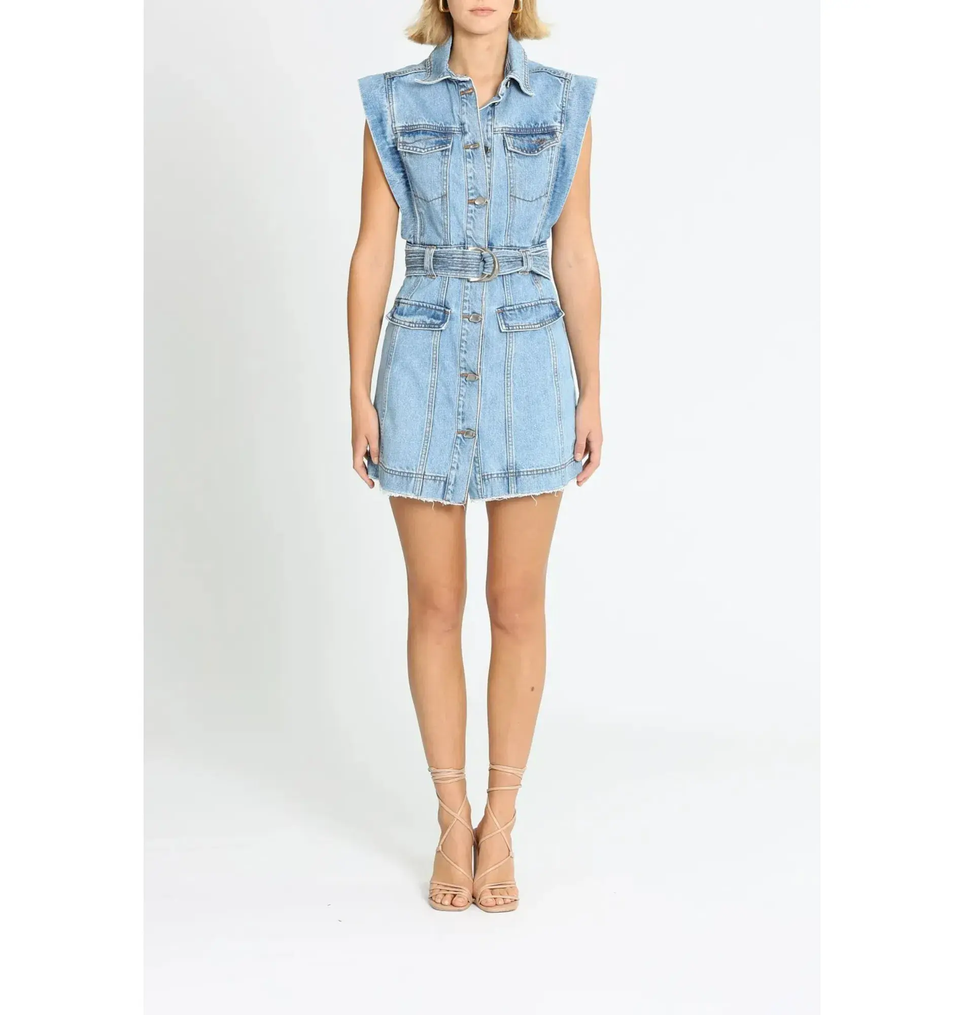 Aje Remi Denim Mini Dress in 90's Wash Size AU 14 - Image 1