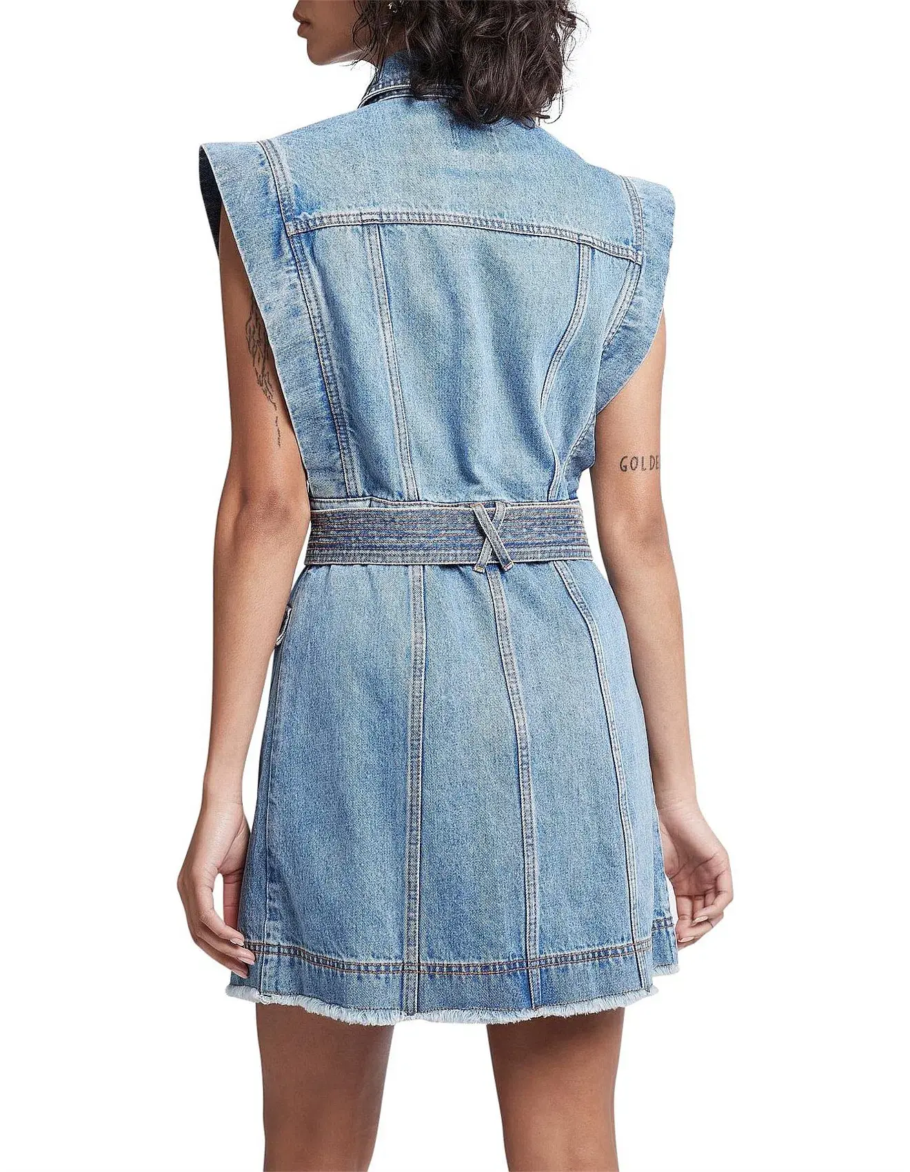 Aje Remi Denim Mini Dress in 90's Wash Size AU 14 - Image 5