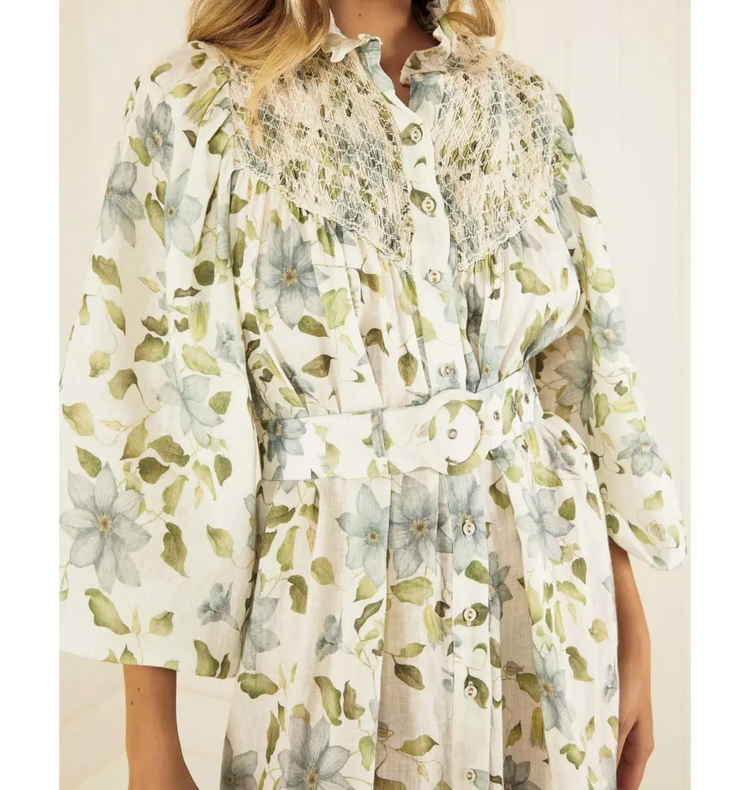 Palm Noosa Apollo Maxi Dress Blue Field Floral Size AU 8 for rent on The Volte - main image