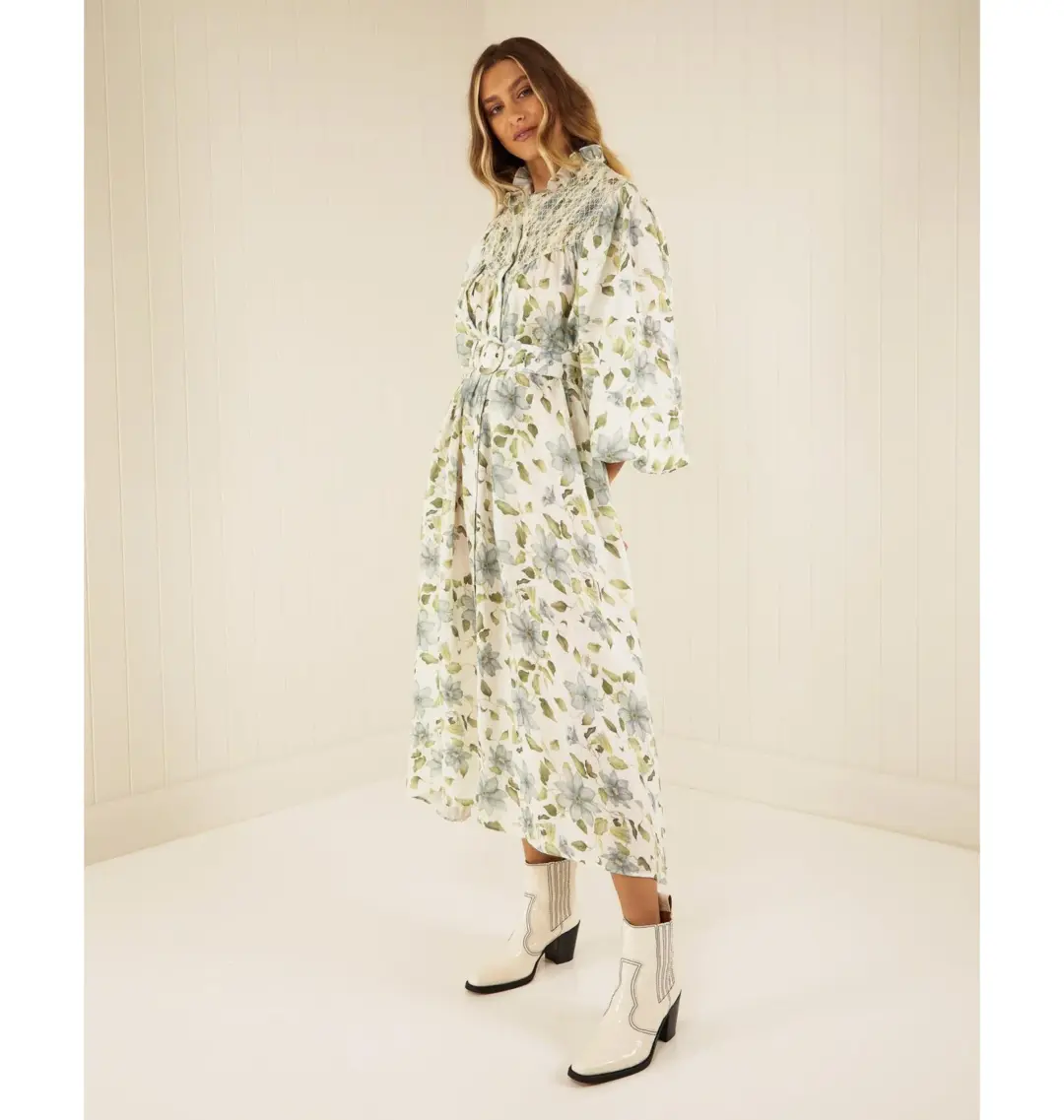 Palm Noosa Apollo Maxi Dress Blue Field Floral Size AU 8 for rent on The Volte - main image