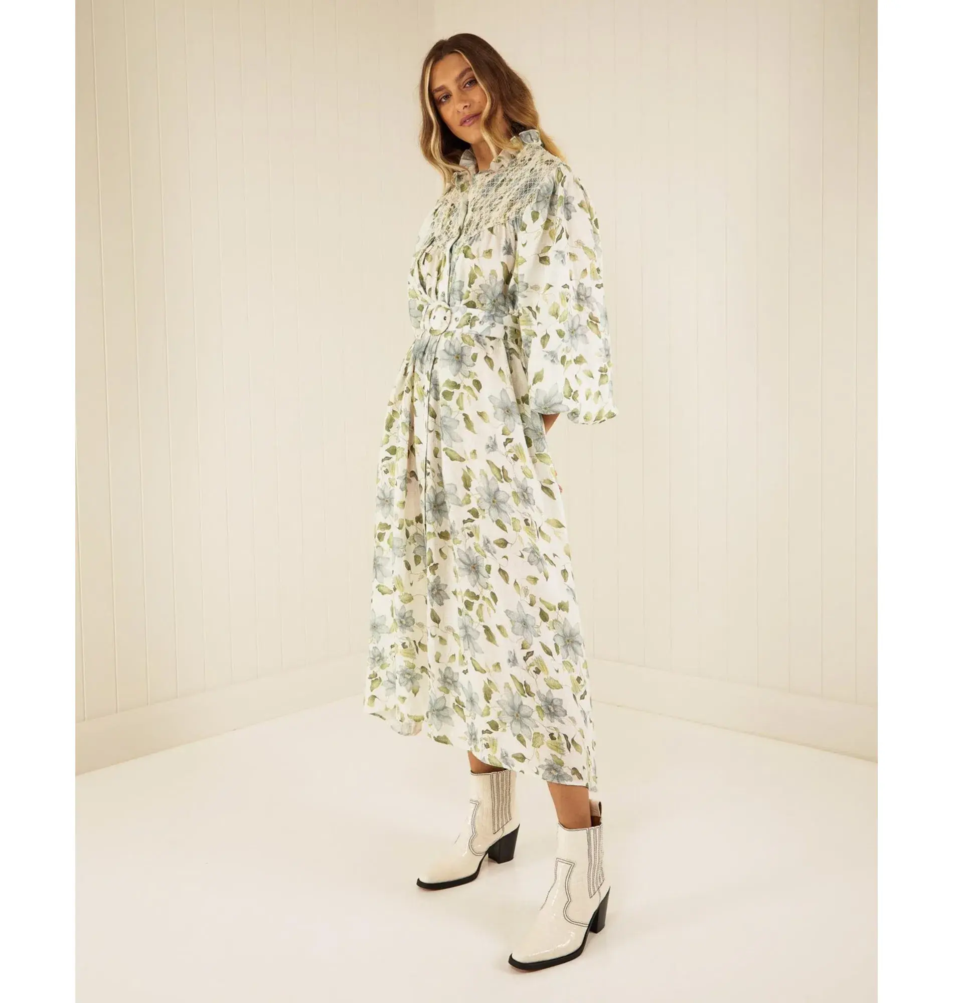 Palm Noosa Apollo Maxi Dress Blue Field Floral Size AU 8 - Image 2