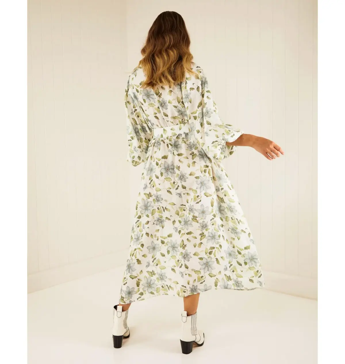 Palm Noosa Apollo Maxi Dress Blue Field Floral Size AU 8 - Image 4