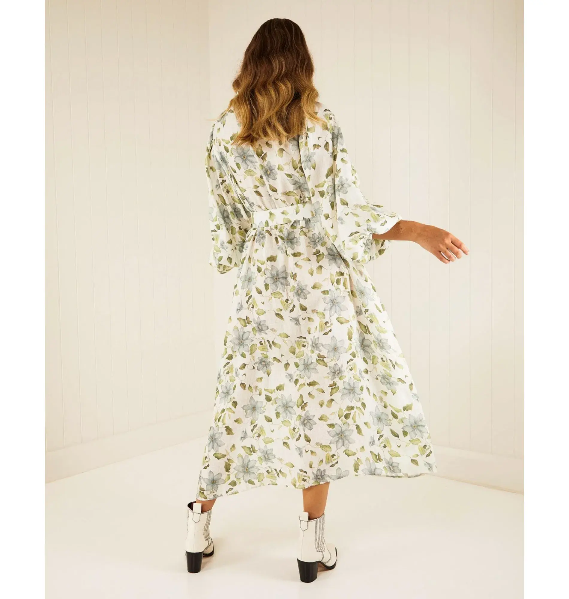 Palm Noosa Apollo Maxi Dress Blue Field Floral Size AU 8 - Image 4
