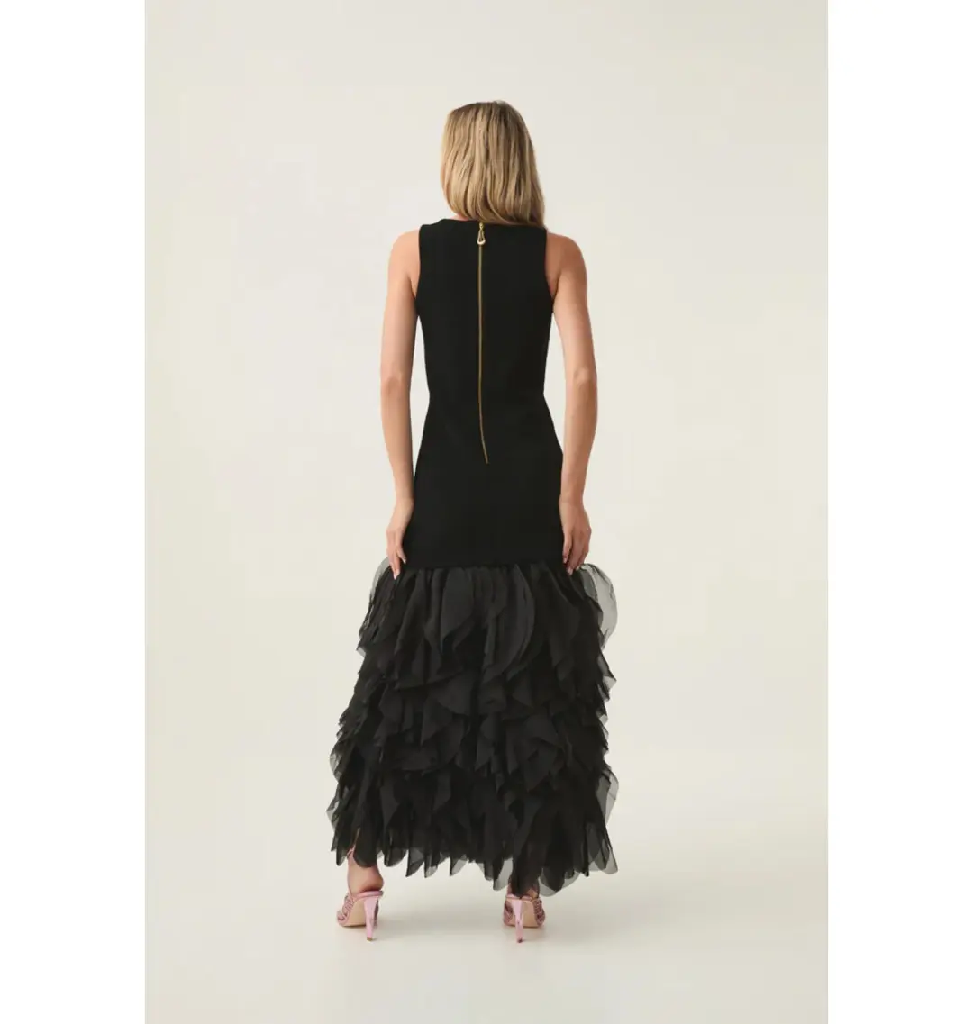 Aje Elations Knit Maxi Dress Black Size AU 8  for rent on The Volte - main image
