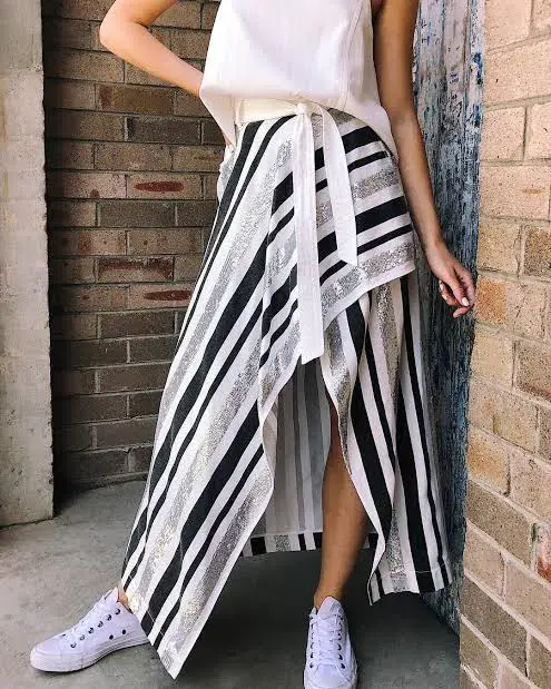 Sass and Bide The Front Row Maxi Skirt Black/Silver Size AU 6  - Image 4