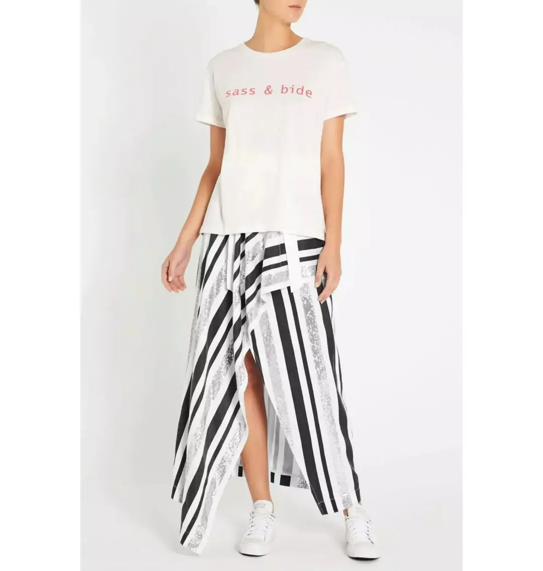 Sass and Bide The Front Row Maxi Skirt Black/Silver Size AU 6  for rent on The Volte - main image