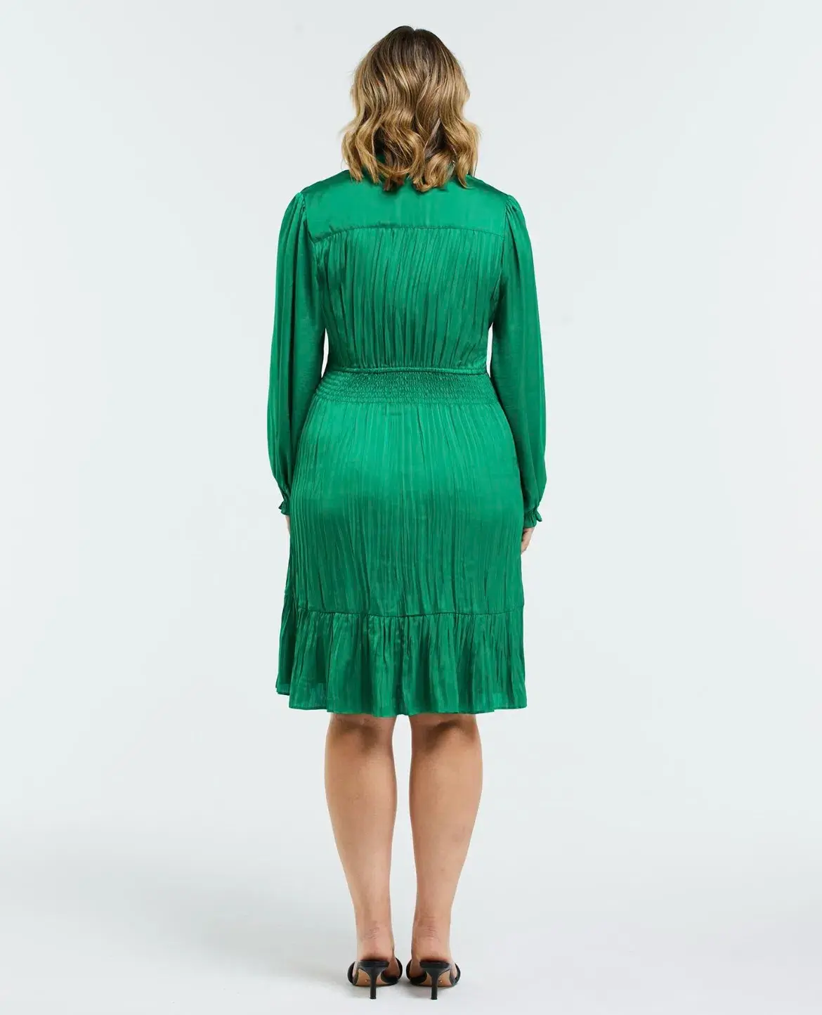 Estelle Clothing Nina Shirred Dress Green Size AU 20 - Image 2