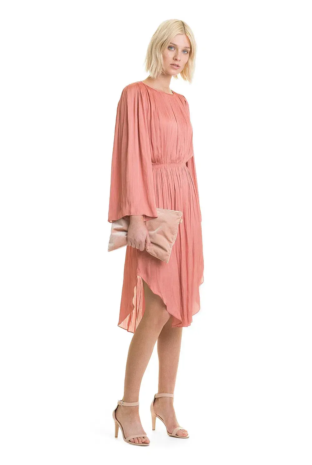 Country Road Soft Pleated Midi Dress Pink Size 16 - Image 1
