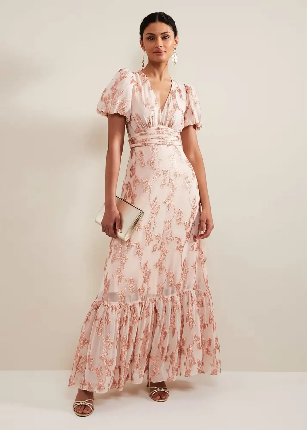 Phase Eight Genette Jacquard Pink Dress Pink Size 20 for rent on The Volte - main image
