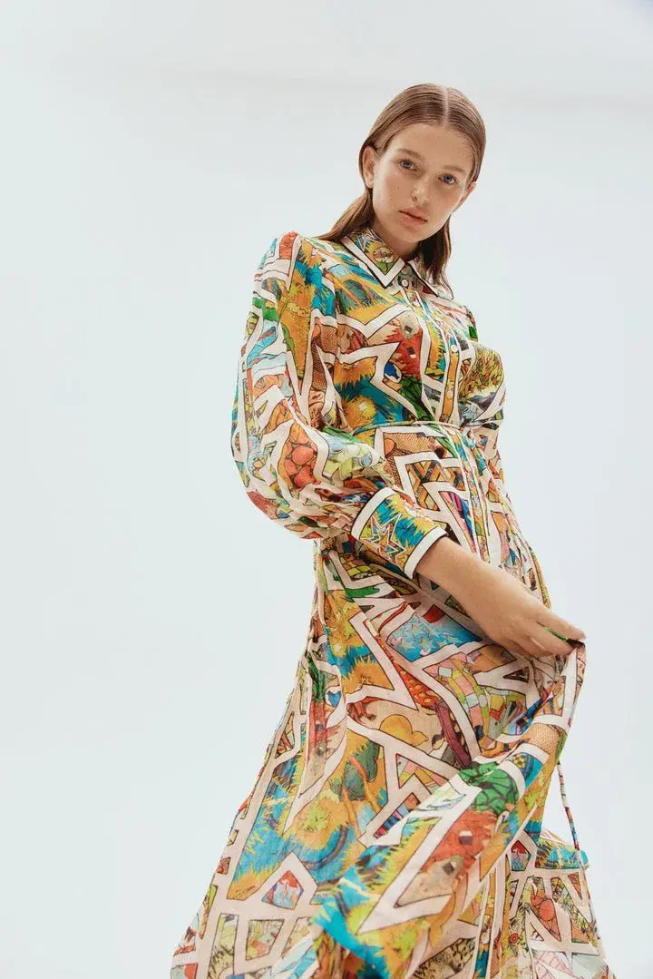 Alemais Star Man Midi Shirtdress Multi Size 10 AU - Image 2