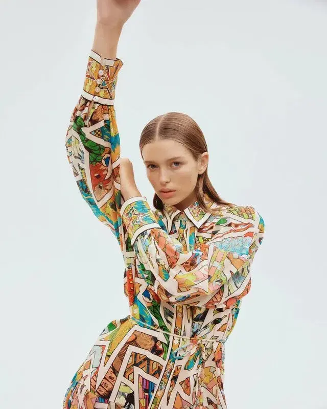 Alemais Star Man Midi Shirtdress Multi Size 10 AU - Image 11