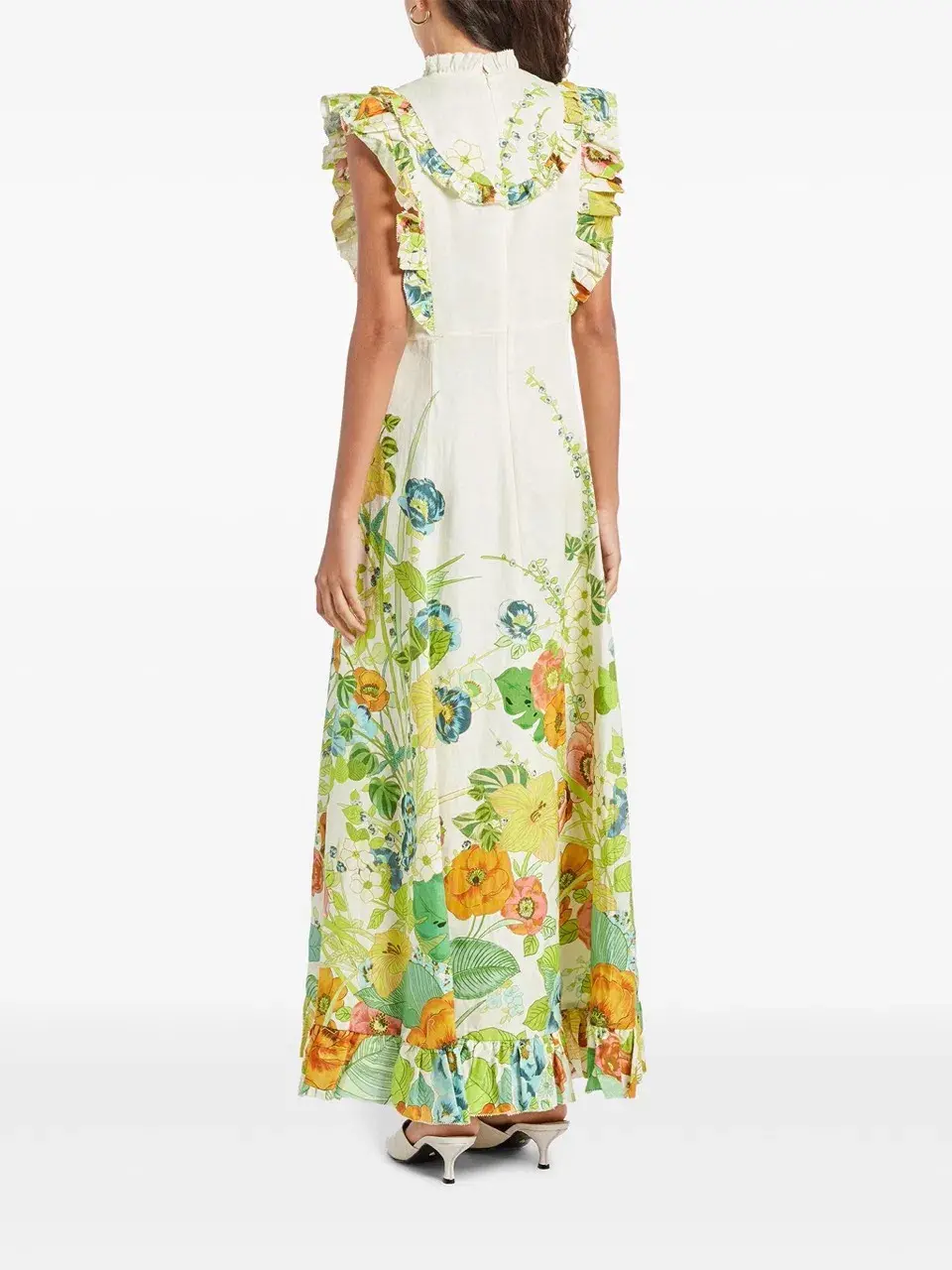 Alemais Constance Midi Ruffle Dress Floral Size 8 AU  - Image 3