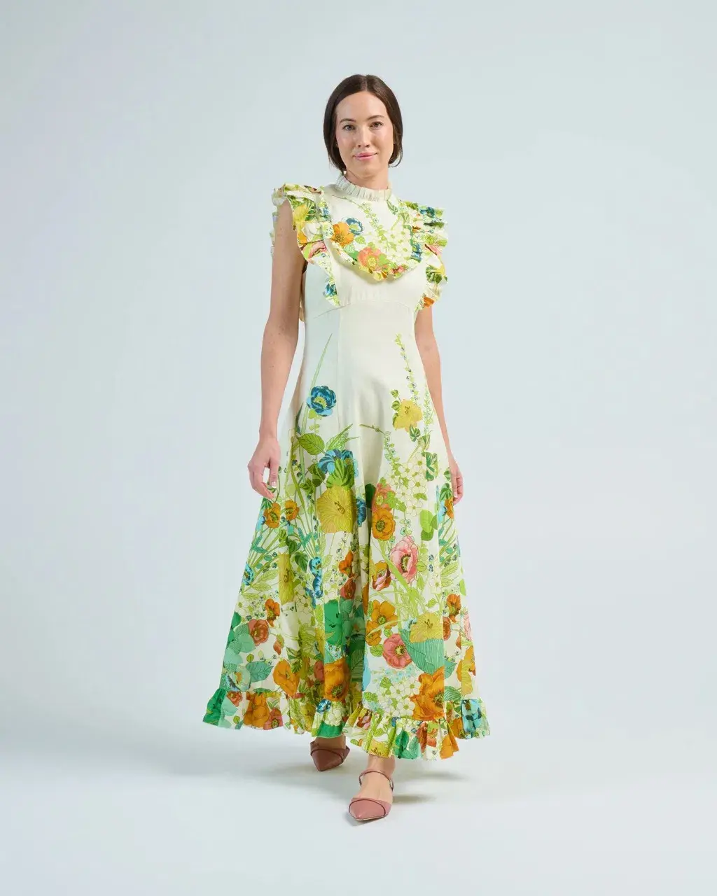 Alemais Constance Midi Ruffle Dress Floral Size 8 AU  for rent on The Volte - main image