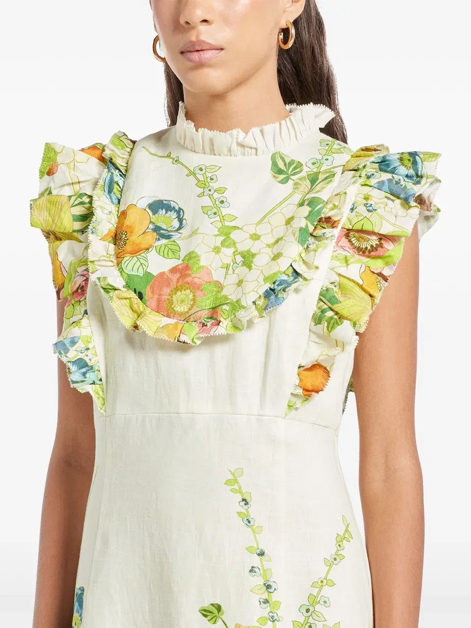 Alemais Constance Midi Ruffle Dress Floral Size 8 AU  - Image 2
