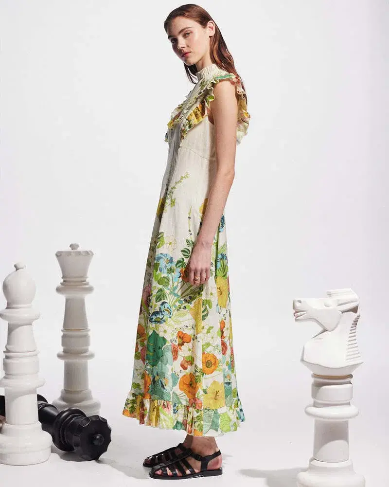 Alemais Constance Midi Ruffle Dress Floral Size 8 AU  - Image 13